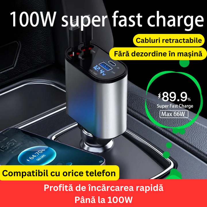 Încărcător Bricheta cu Funcție Fast Charge pentru Mașină